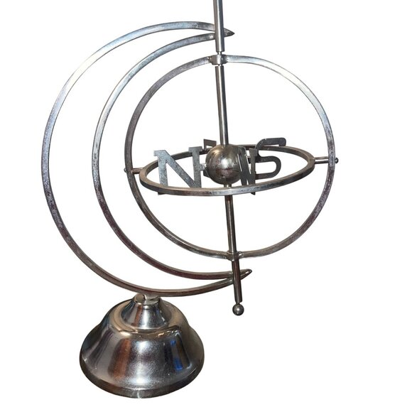 MCM Vintage Armillary W S E N World Globe Directional Metal Sphere Display - Picture 7 of 8
